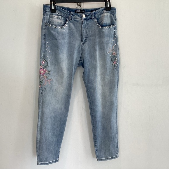 FDJ French Dressing embroidered pearl crystal embellished Olivia jeans size 14 - Picture 1 of 15